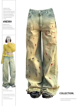 Femeile Largi Blugi Vintage Supradimensionat Pantaloni de Cowboy Harajuku Înaltă Talie Pantaloni din Denim 90 Estetice Y2k 2000 Haine murdare
