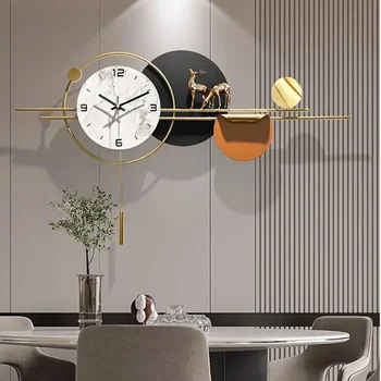 Fier De Perete Ceas Art Deco Modern Living Unic Ceas De Perete Elegant Din Aur Alb Negru Orange Digital Reloj De Pared Decor De Perete