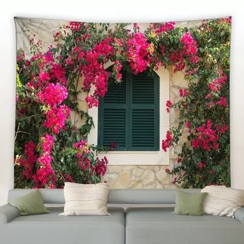 Florale estetic Decorativ tapiserie Primăvară gard, peisaj de fundal Pânză Agățat de perete grădină poster living decor acasă
