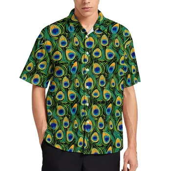 Frumoase Pene de Păun Plaja Tricou Animal Print Hawaiian Tricouri Casual sex Masculin Vintage Bluze cu Maneci Scurte de Design Topuri 3XL 4XL