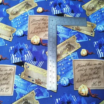 Frumos Albastru Jos engleză din Lemn, Card de Imprimare Digitala 100%Tesatura de Bumbac Cusut Manual DIY Îmbrăcăminte pentru Copii