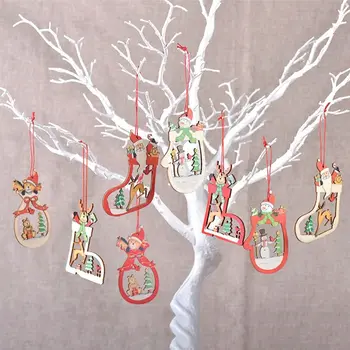 Gol De Crăciun Pandantive Din Lemn Noi, Creative De Artizanat Din Lemn Agățat Ușă Om De Zăpadă Moș Crăciun Copac Xmas Decor An Nou Fericit