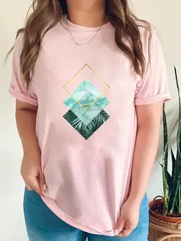 Haine Vintage Femei de sex Feminin 90 Stil Geometric de Vară T Îmbrăcăminte Print Graphic Tee de Moda cu Maneci Scurte Casual T-shirt