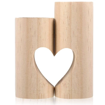 Inima de lemn Lumânare Tealight Titularul Ziua Îndrăgostiților Suport Lumanare Romantic Decorative din Lemn Inima Piedestal Suport Lumanare