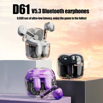 Joc Cască D61 Tws Căști Bluetooth Low Întârziere Joc Cască Transparentă Căști Setul Cu Cască Fără Fir