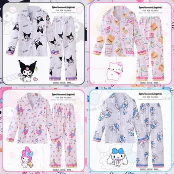 Kawaii Sanrio Hello Kitty Copii Pijamale Kuromi Anime Cu Mâneci Lungi Costum Cardigan Subțire De Toamnă Comfort Fata De Start Drăguț Haine