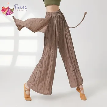 Liber Largi Picior Pantaloni Femei Dans Clasic Bază Purta Flowy Centura Culotte Dansatoare Pe Scena Show-Pantaloni China National