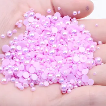 Lumina Violet AB Jumătate Perle Rotund 2-12mm Si Dimensiuni Mixte Meserii Scrapbooking Margele de Rasina DIY Haine de Nunta Consumabile