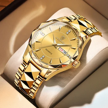 Mens Ceasuri de Top de Brand de Lux de Aur Cuarț Ceas pentru Bărbați din Oțel Inoxidabil rezistent la apa Săptămână Data Bărbați Ceasuri Relogio Masculino