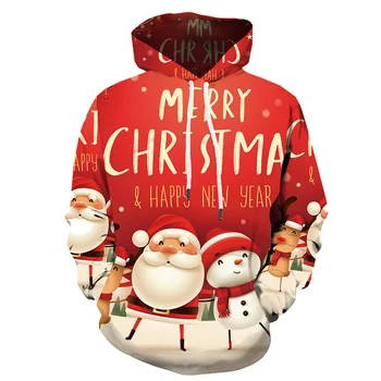 Merry Crăciunul 3D Crăciun Xmas Santa Pălărie Imprimate Pulover Hoodies Amuzant Esențiale Hanorac Trening Barbati Jachete