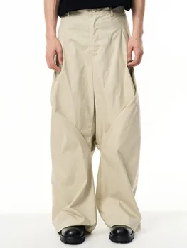 Moda High Street Etaj Lungime Pantaloni două-mod de Cusătură Laterală Cutat Pantaloni Casual Pantaloni Pentru Bărbați