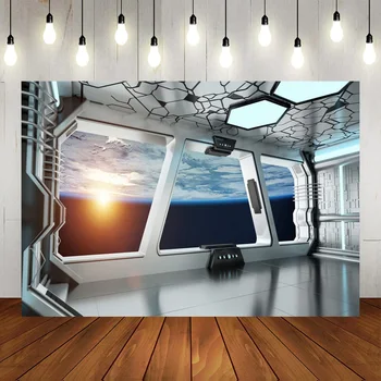 Nava Interior cu Fereastra de Vizualizare Pe Planeta Explorare Univers Science-Fiction nave Spațiale Fotografie de Fundal Spațiu elemente de Recuzită