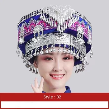 Naționale Vălul Pentru Femei Freeshipping Stil Chinezesc Capace de Pălării Broderie Pleuche Headwraps Cosplay Paiete de Argint PAC 2023
