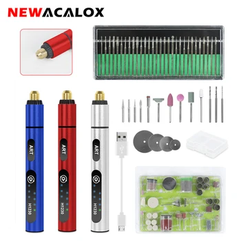NEWACALOX USB fără Fir Mini Polizor Rotativ Mașină Tool Kit 10W Viteză Variabilă de Încărcare Gravură Pen DIY Metal Burghiu fără Fir