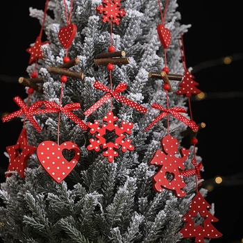 Noi Anul 2022 Crăciun Ornament din Lemn Agățat Pandantive Star Xmas Copac cu Bowknot Decoratiuni de Craciun pentru Casa Navidad