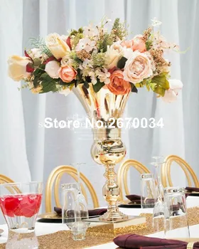 Nou stil înalt de culoare de aur nunta de flori masa centrala suport metalic eveniment partidul decor senyu0764