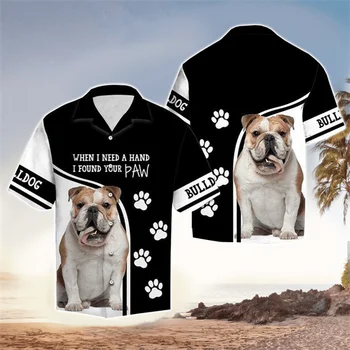 Noul Câine Animal de Men ' s Cămașă de Imprimare 3D Street Fashion Pieptul Singur Rever Maneca Scurta Casual de Vara Libertate Mare Cămașă de sex Masculin