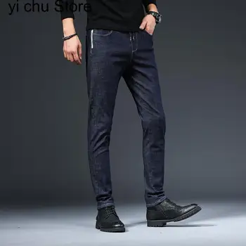 Nouă Negri Skinny Jeans Barbati Slim Fit Talie Elastic Blugi Denim pentru Barbati Coreea Stil Creion Bărbați pantaloni Primavara-Vara