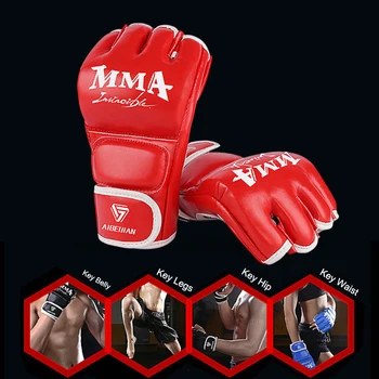 O jumătate de Deget de Kickboxing Mănuși de Protecție Portabil PU Mână Mănuși de Protecție Rezistent la Rupere Respirabil pentru articole Sportive