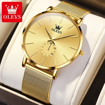 OLEVS Mens Ceasuri de Top de Brand de Lux de Aur Cuarț Ceas pentru Bărbați din Oțel Inoxidabil Warterproof Moda Ultra Subțire Ceas de mână pentru Bărbați