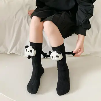 Panda drăguț/Leu se țin de Mâini Magnetic Șosete Moale Elastic Solid Mid-Sosete Iarna Copilul Cald Șosete de Bumbac pentru Baieti Fete