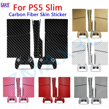 Pentru Sony PS5 Slim Piele din Fibra de Carbon Acoperire Autocolant Pentru PlayStation 5 Slim Disc/Ediție Digitală Decal Film Protector Anti-Scratch