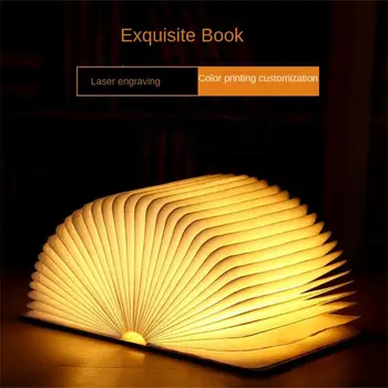 Portabil 3 Culori 3D Creative LED Cartea Lumina de Noapte din Lemn 5V USB Reîncărcabilă Magnetică Pliabil de Birou Lampă de Masă Decor Acasă