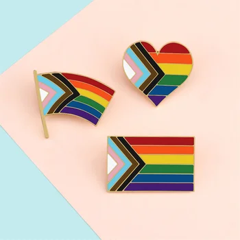 Progresul Mândrie Simbolul Email Ace Steagul Curcubeu Inima de Metal Broșe Rucsac Haine Ace de Rever LGBT Insigna de Bijuterii Cadou Prieteni