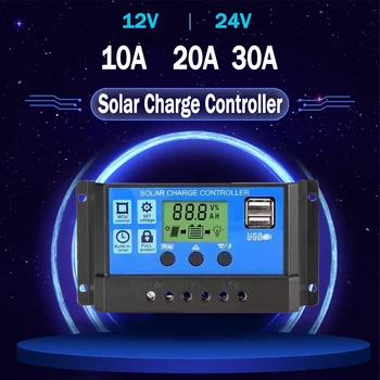 PWM 30A 20A 10A Solar de Încărcare și de Descărcare de gestiune Controlor de 12V 24V Auto LCD Solare Regulator cu Dual USB pentru Swing Alunecare Deschizator