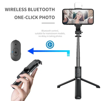 Q02S Portabile fără Fir Bluetooth Telefon Telescopic Selfie Stick Trepied Cu Lumina de Umplere pentru Huawei iPhone 14 Android Xiaomi