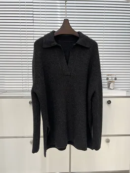 Rever pulover tricot tiv split de design de moda casual 2024 toamna noua hot1226