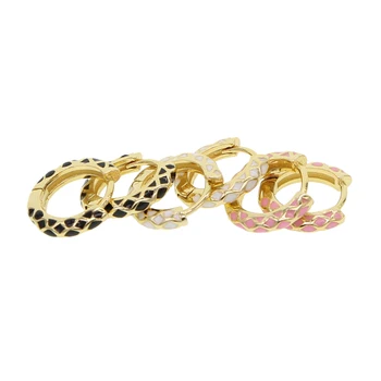 roz negru alb emailat de culoare de Aur umplut geometrică cerc hoop cercei pentru femei la modă de bijuterii
