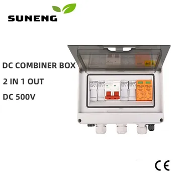 Solar DC Combiner Cutie cu protecție la Supratensiune 500V DC Circuit Breaker, rezistent la apa IP65 cu 2 intrări Și 1 Ieșire PG Conector