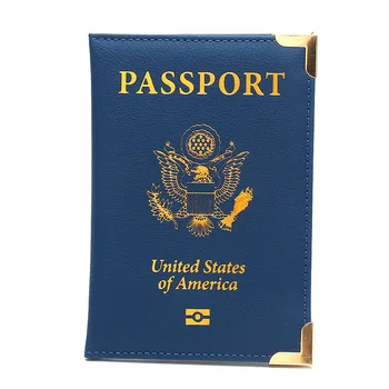 Statele UNITE ale americii Capac Pașaport de Călătorie Portofel Colțuri de Metal Pu Caz pentru Pașapoarte, Cărți de Titular Pașaport Portofele pentru Femei