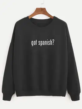 Tricoul are spaniolă Imprimate New Sosire Amuzante Femei Maneca Lunga Topuri Casual Amuzant Mexican spaniolă Tricouri