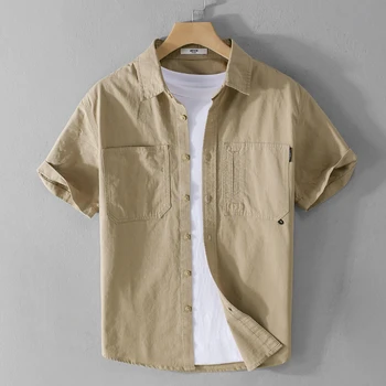 Unic din Bumbac Brand de Tricouri Pentru Barbati de Moda Confortabil Scurt-maneca haine de Lucru Topuri Plus Dimensiune Îmbrăcăminte Camisa Masculina