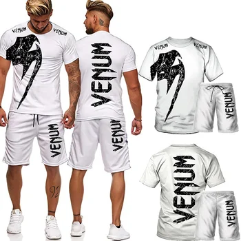 Vara Trening Scrisoarea Imprimate 3D pentru Bărbați Tricou Set 2 Piese Supradimensionate Grafic Casual Streetwear Bărbați Îmbrăcăminte Hip Hop de sex Masculin Costum