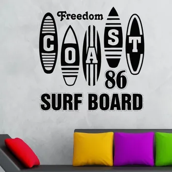 Vinil Autocolant Gratuit placă de Surf Surf Ocean de Apă Sporturi de Camera de zi de Decorare Acasă de Arta de Perete Decal, Cameră de Băieți Surfing Decal kt1