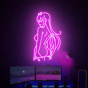 Zero Doi Neon Led Estetice Drăguț Flex Semn de Lumina pentru Acasă Room Decor de Perete Anime Decorare Dormitor Partid Decor de Arta