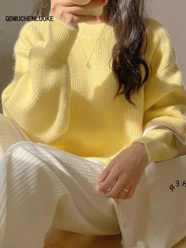 Îmbrăcăminte pentru femei 2023 Nou În Toamnă Iarnă de Moda de Top cu Mâneci Lungi Femei Pulover Vrac Solid de Culoare O-gât Pulover Stil coreean