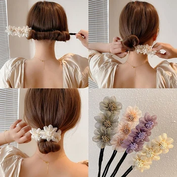 Șifon Flori, Bentițe Dulce Păr, articole pentru acoperirea capului Femeilor Părul Împletit Dispozitiv de Păr Accesorii de Par DIY Instrument de Styling